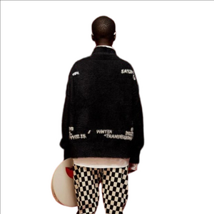 Mr.Saturday Mohair Black Cardigan Size Extra Large NWT